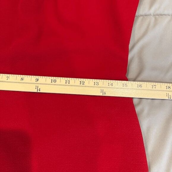 NWOT Badgley Mischka Red Mock Neck Knee Length Dress Pintucks Back Zip Size 4 - Picture 12 of 14